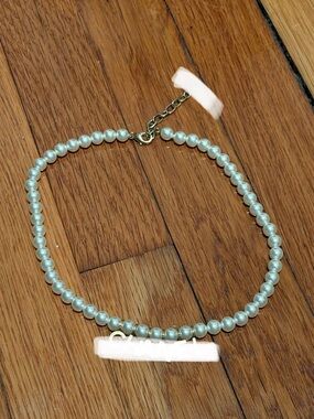 Pearl Beaded Designer Inspired Necklace with Gold Accents